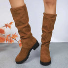 Slouchy suede-look wide calf boots for women