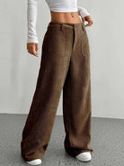 Wide leg corduroy trousers for women