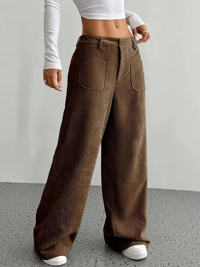Wide leg corduroy trousers for women