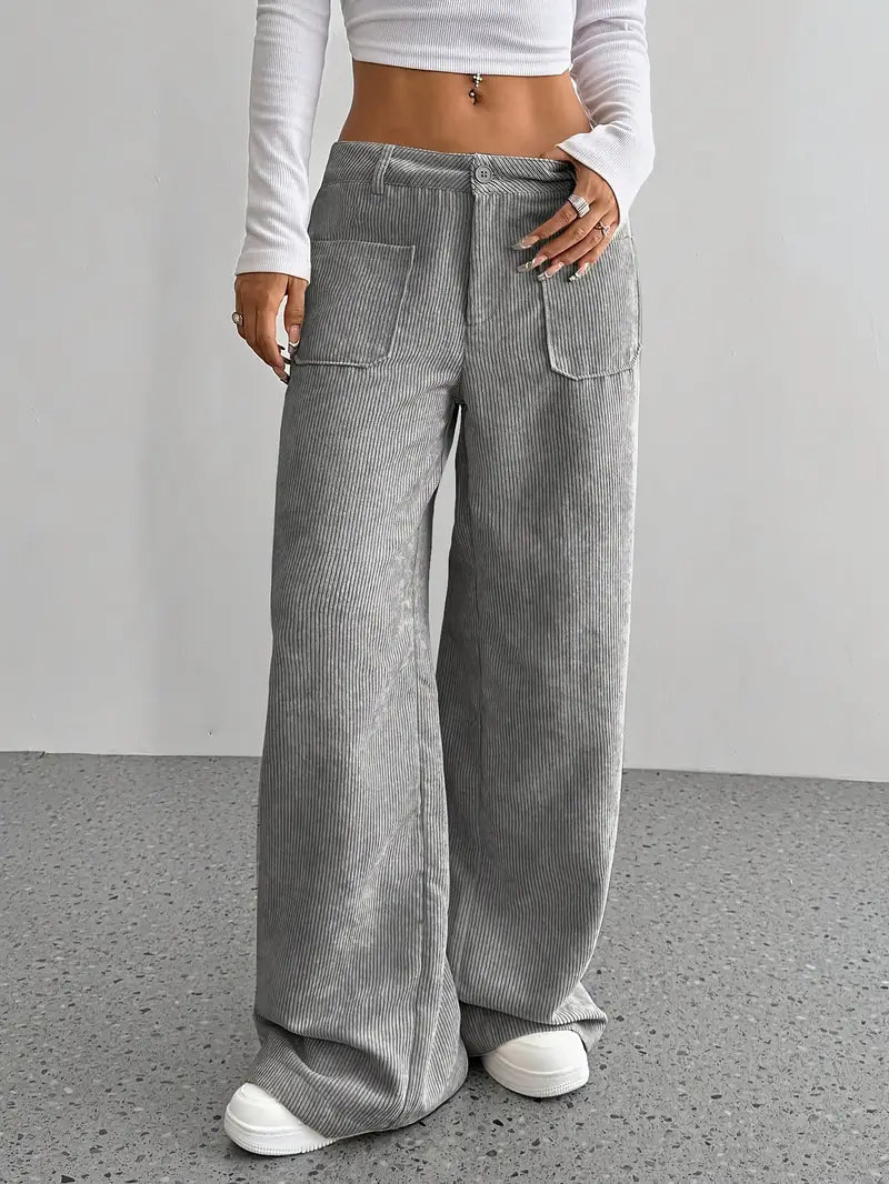 Wide leg corduroy trousers for women