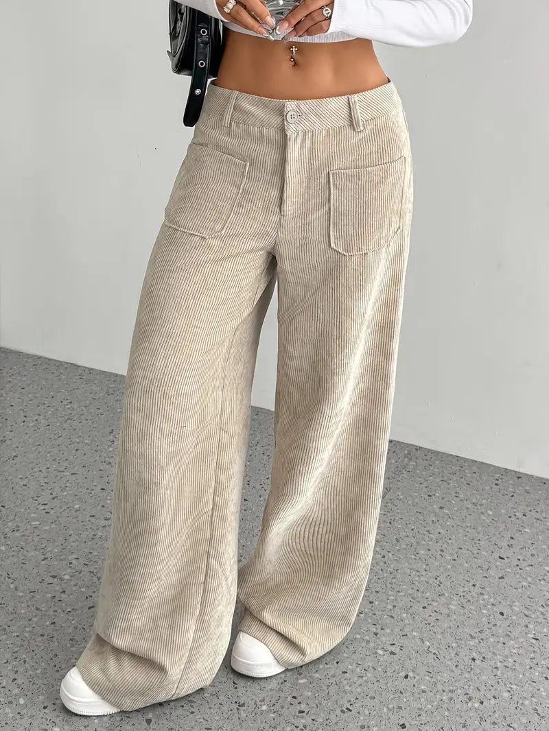 Wide leg corduroy trousers for women