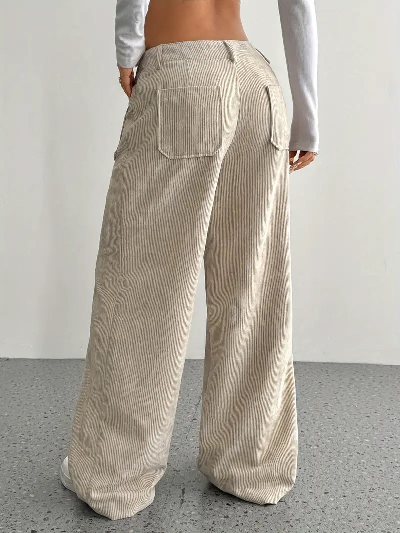 Wide leg corduroy trousers for women
