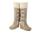 Wedge heel tall snow boots in beige for women