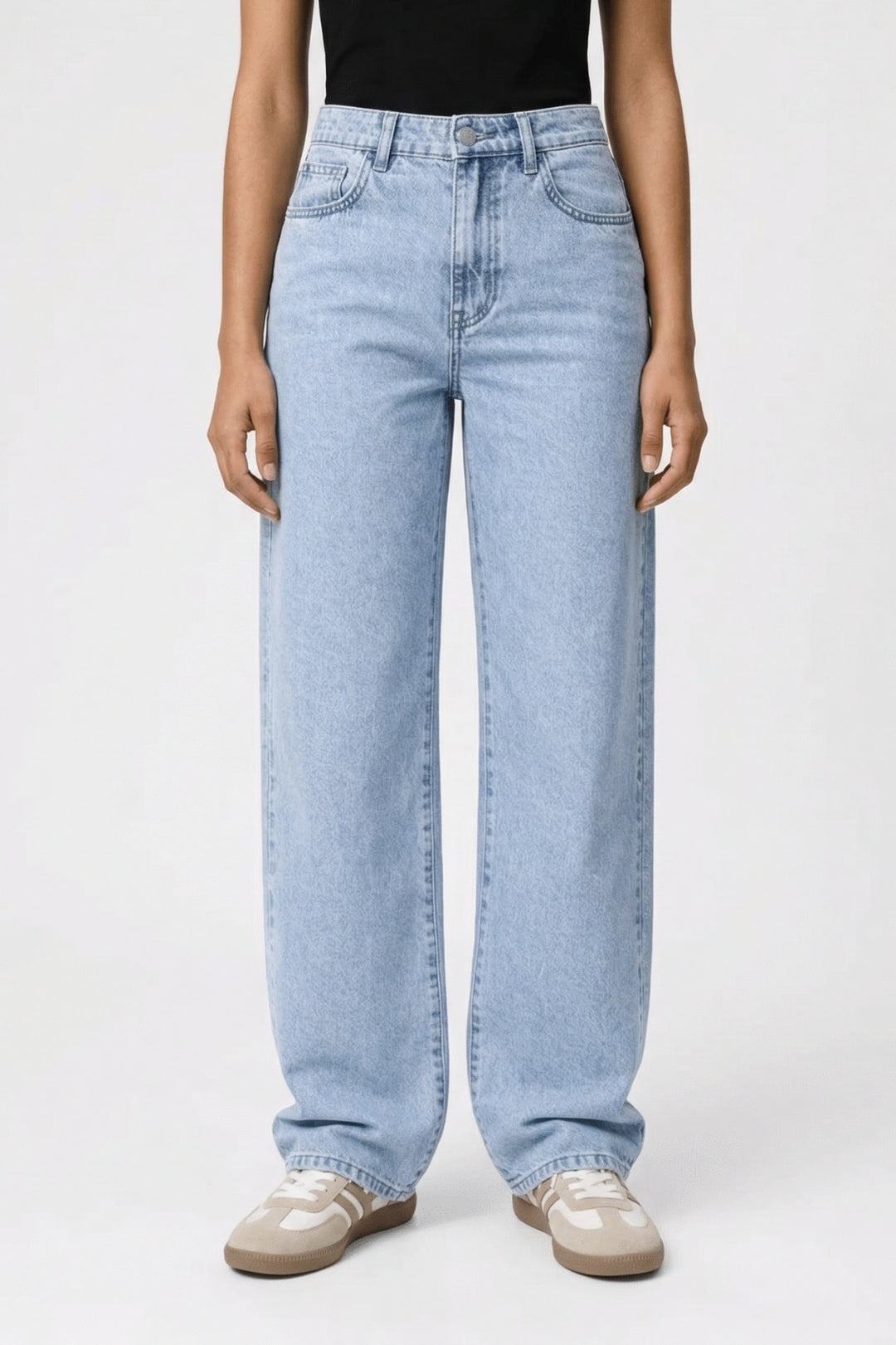 Stonewashed wide leg jeans for women