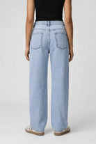 Stonewashed wide leg jeans for women
