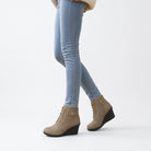 Lace-up buckle hidden wedge boots for women