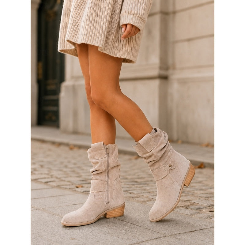 Buckled ankle slouch boots for women