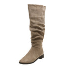 Suede-look flat knee-high slouch boots for women
