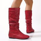 Ruched mid-calf slouch boots for women