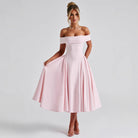 Off-shoulder midi Christmas party dress for women