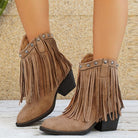 Wide calf fringe cowboy boots for women