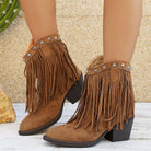 Wide calf fringe cowboy boots for women