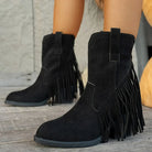 Wide calf fringe cowboy boots for women