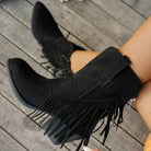 Wide calf fringe cowboy boots for women