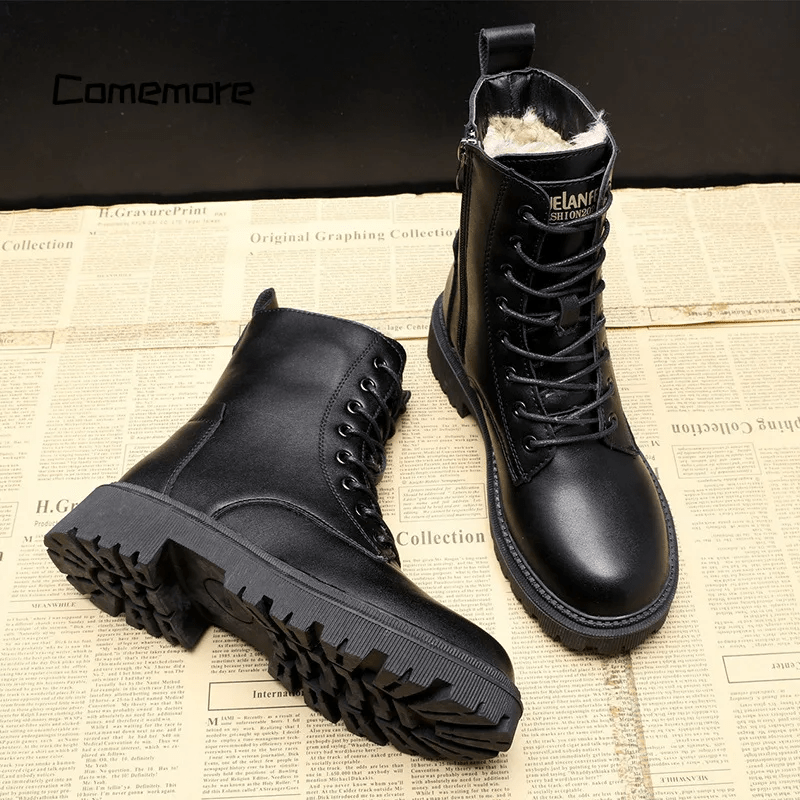 Waterproof fur-lined lace-up winter boots for women
