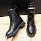 Waterproof fur-lined lace-up winter boots for women