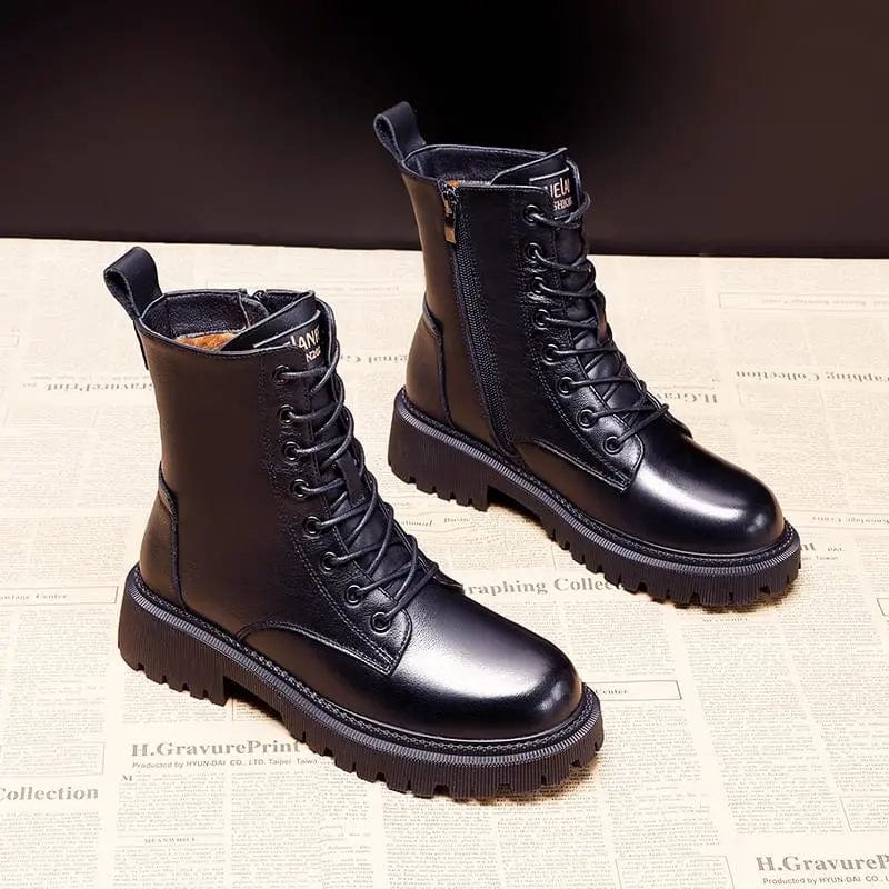 Waterproof fur-lined lace-up winter boots for women