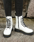 Lace-up platform ankle boots for women