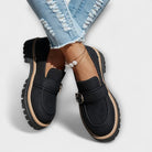 Ring buckle lug sole chunky loafers for women