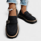 Ring buckle lug sole chunky loafers for women