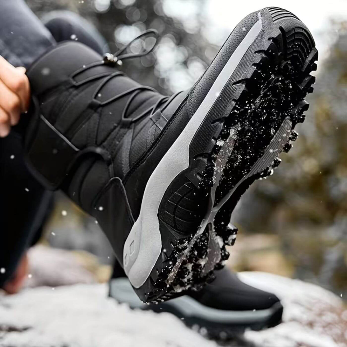 Waterproof bungee lace mid-calf snow boots for women