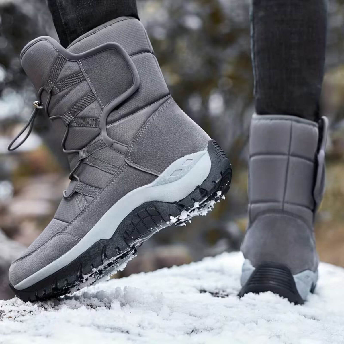 Waterproof bungee lace mid-calf snow boots for women