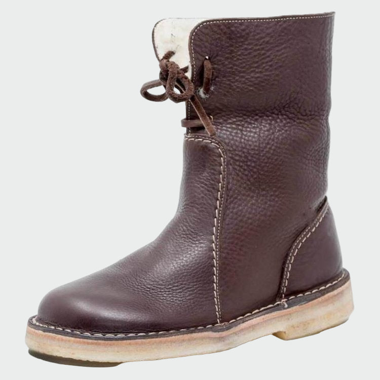 Tie-front lined ankle boots for women