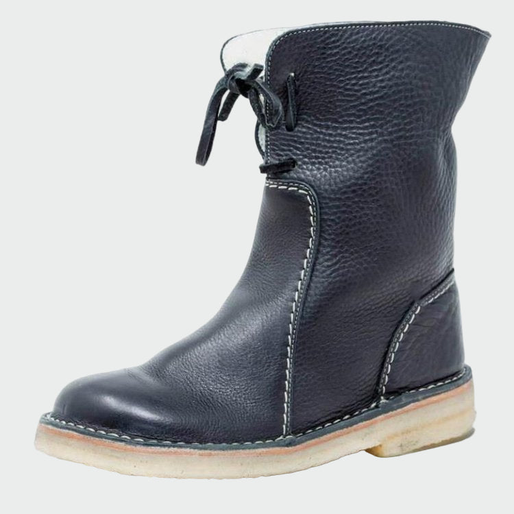 Tie-front lined ankle boots for women
