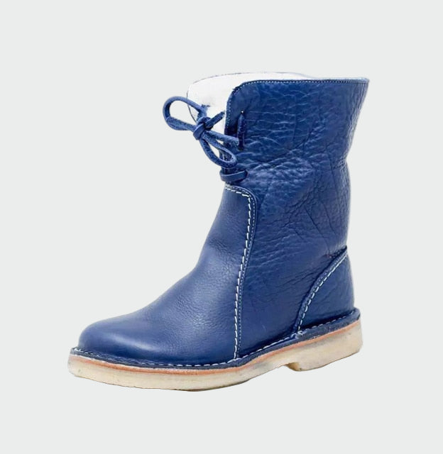 Tie-front lined ankle boots for women