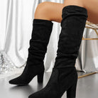 Faux suede knee-high slouch boots for women