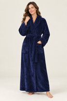 Sherpa-look trim plush robe for women