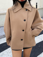 Batwing sleeve pea coat for women