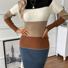 Colourblock bodycon sweater dress for women