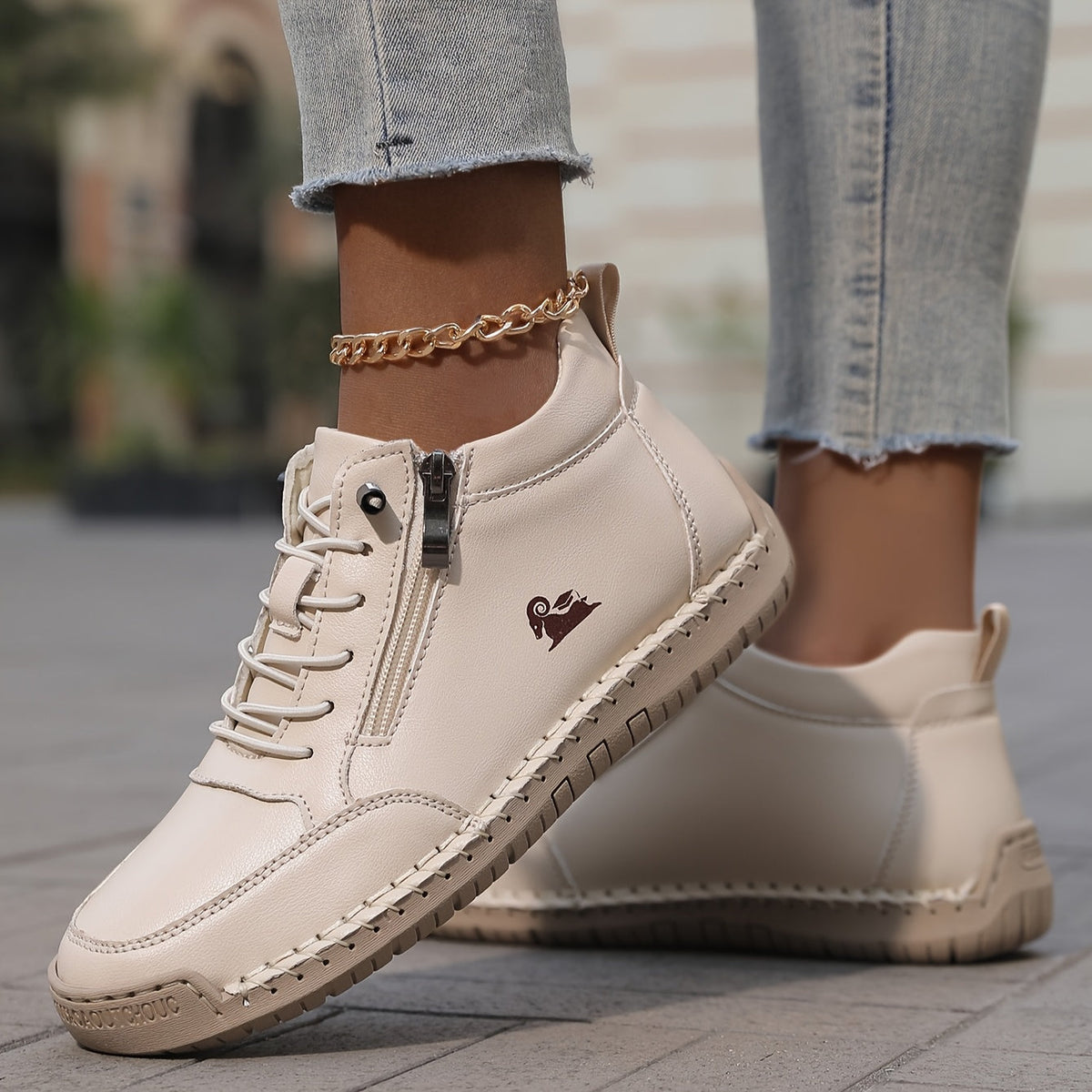 Side-zip ankle sneakers for women