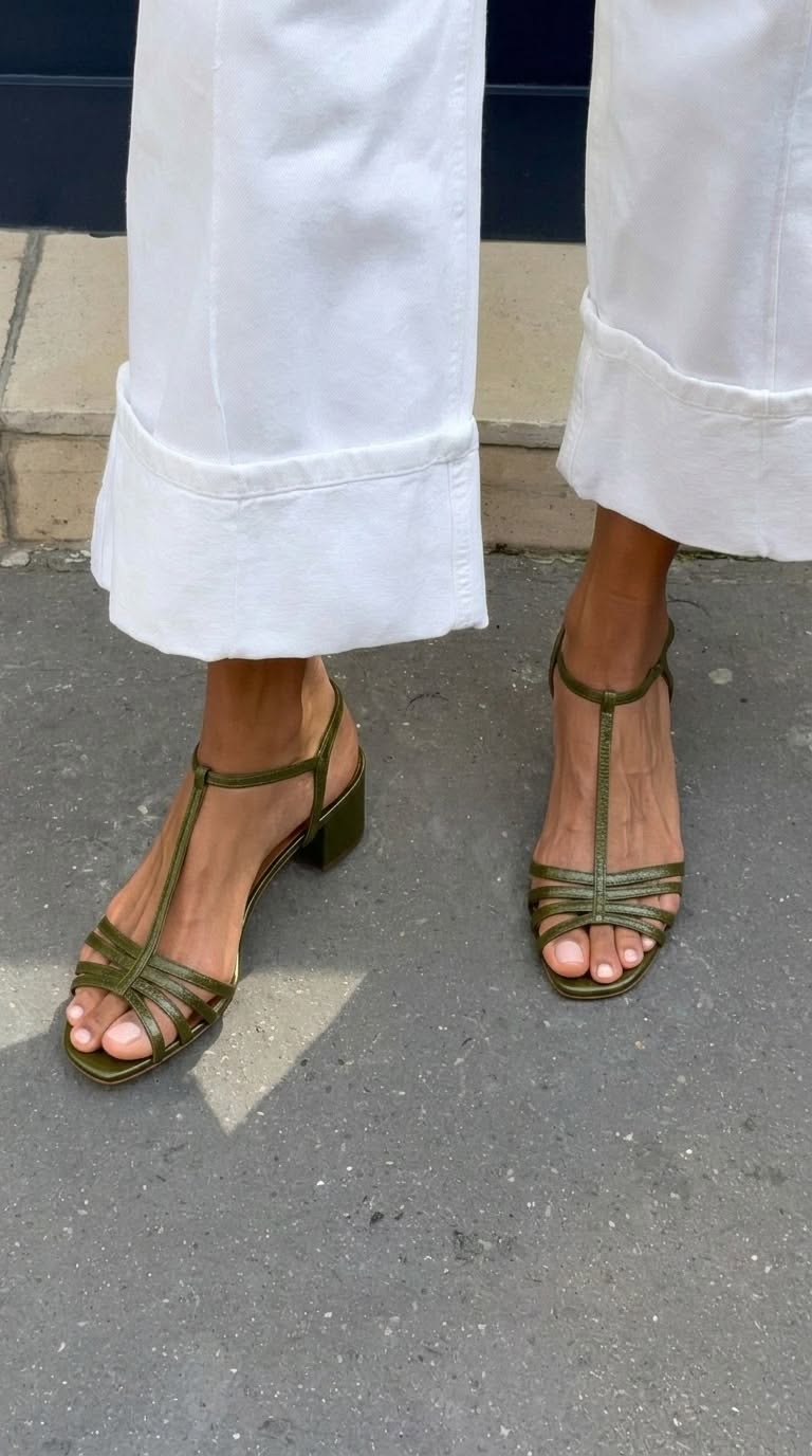 Tacones metalizados verde oliva