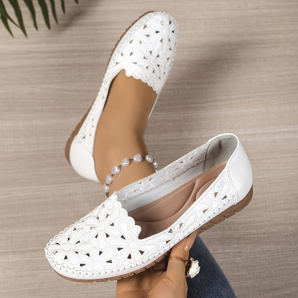 Balerinas caladas con bordado floral mujer lateral