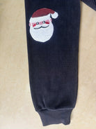 Dark gray corduroy Christmas sweater with sequin Santa for women