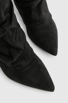 Pointed toe knee-high slouch boots for women