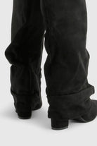 Pointed toe knee-high slouch boots for women