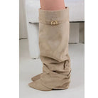 Pointed toe knee-high slouch boots for women
