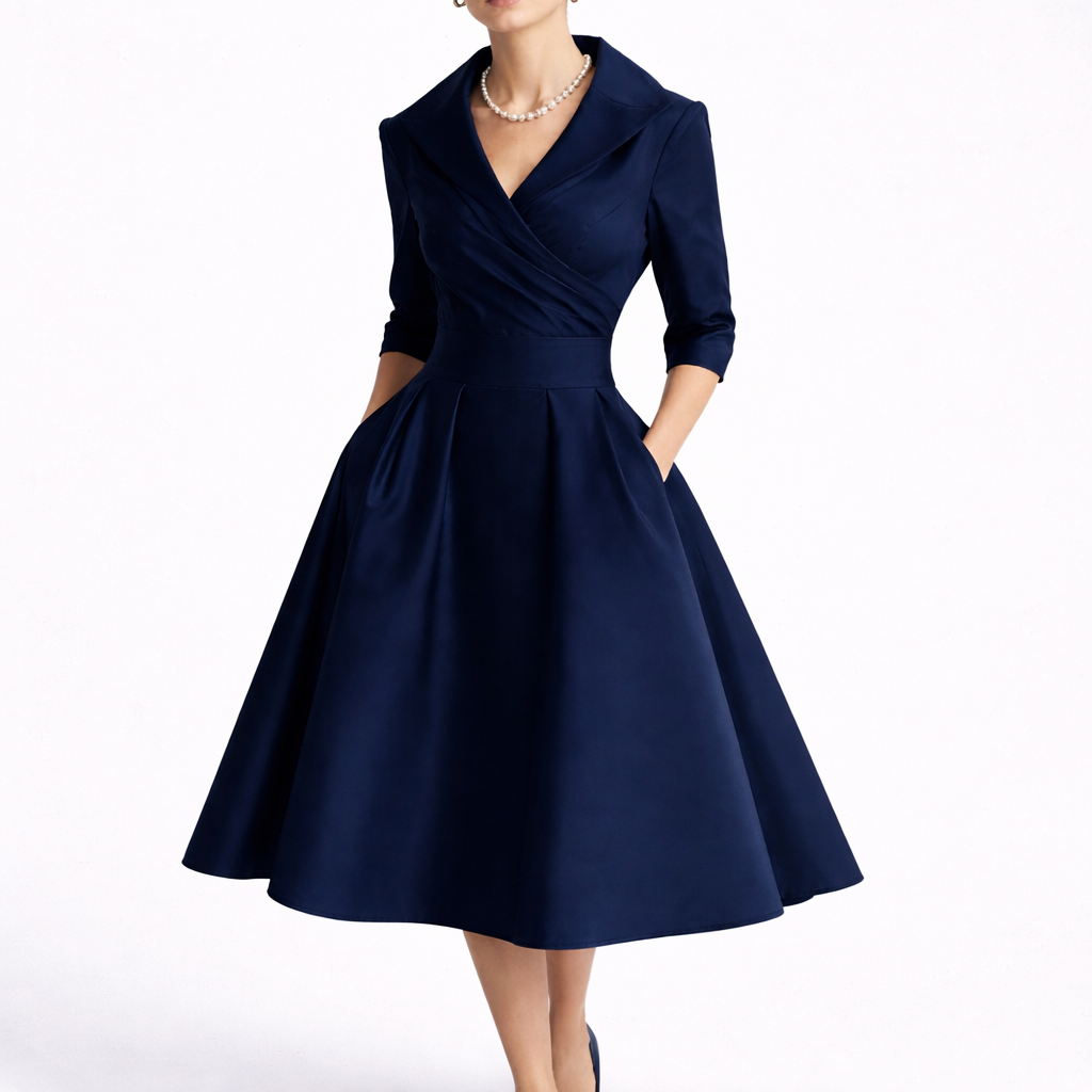 Notch collar Christmas party dress for women