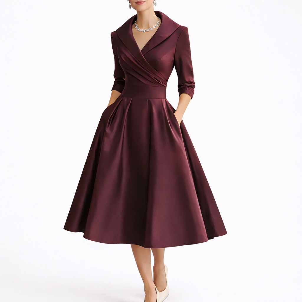 Notch collar Christmas party dress for women