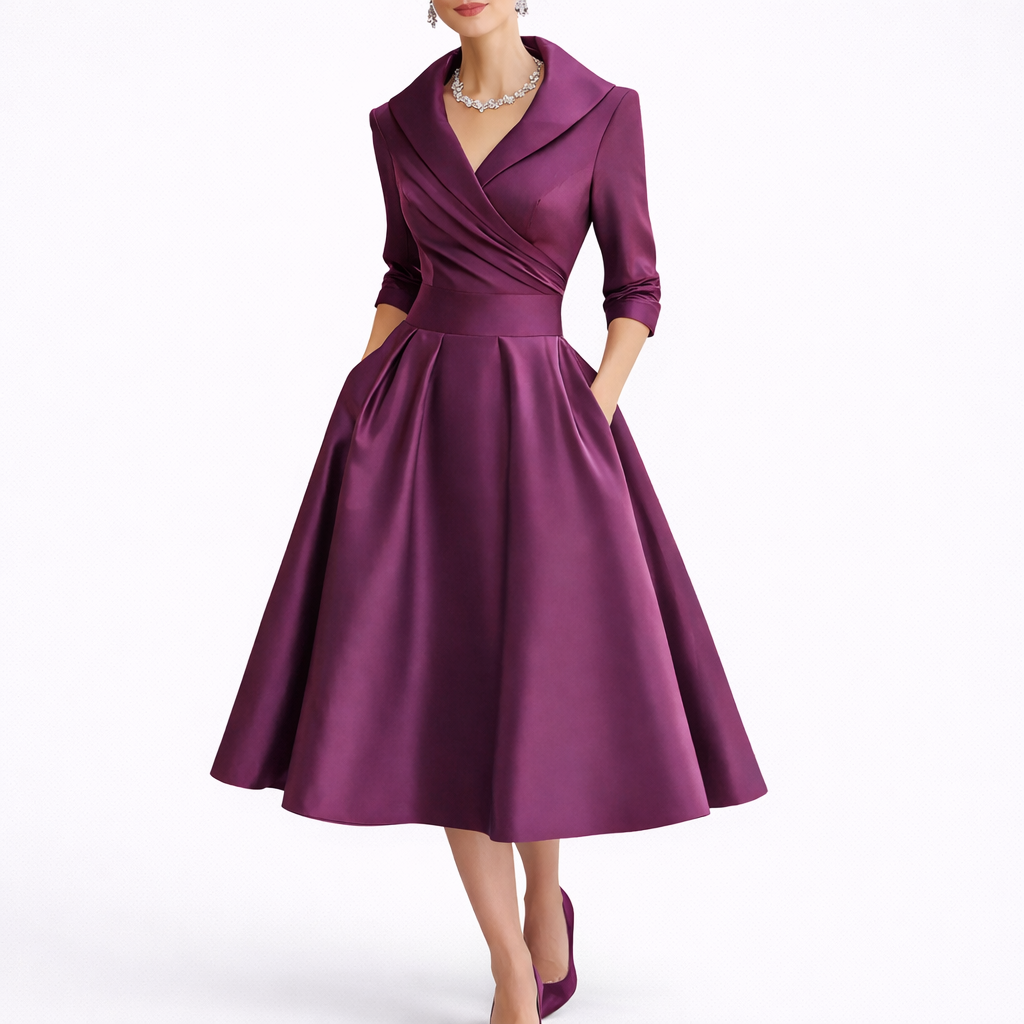 Notch collar Christmas party dress for women