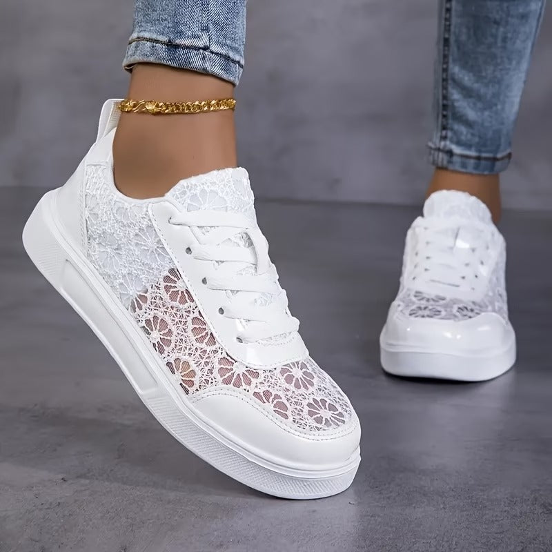 Zapatillas de encaje floral mujer estilo