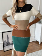 Colourblock bodycon sweater dress for women