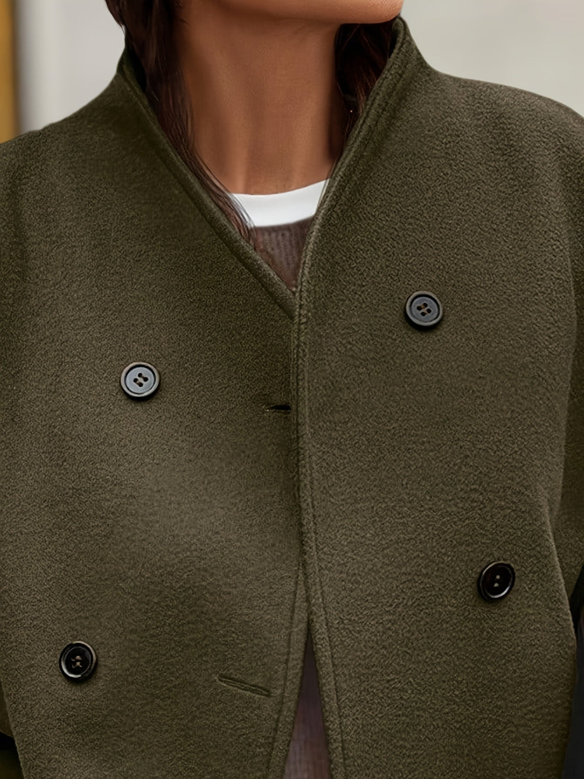 Brushed fleece pea coat for women