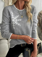 Snowflake Christmas sweater in burgundy, grey and black for women