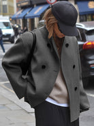 Oversized sleeve cropped pea coat for women