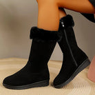 Plush-lined mid-calf winter boots with faux-fur cuff for women