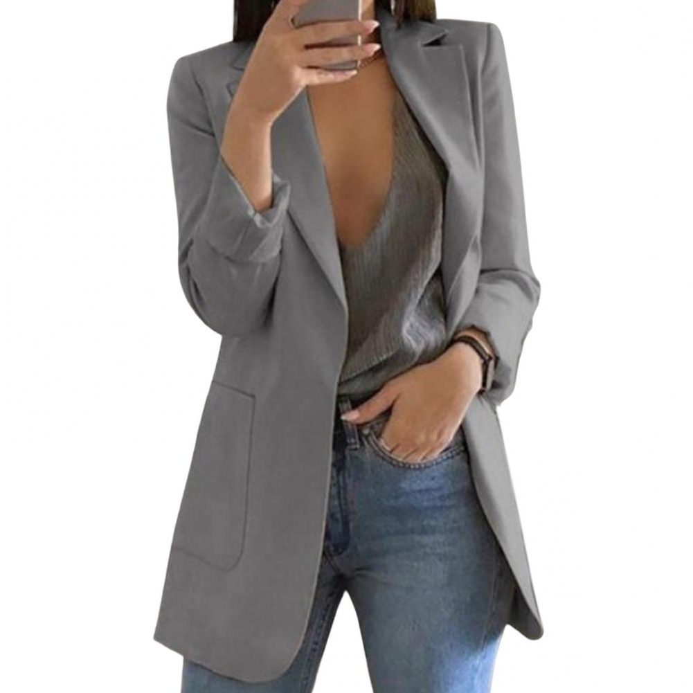Longline open front blazer for women